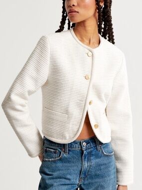 Abercrombie & Fitch Collarless Tweed Jacket